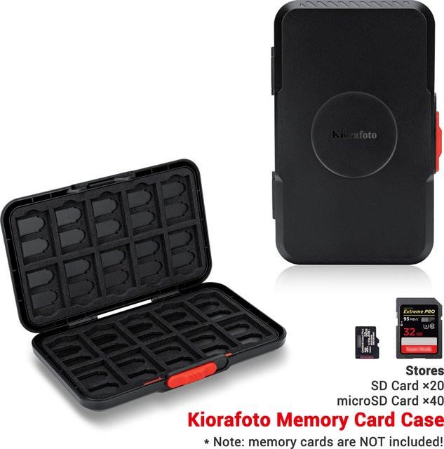 KIWIFOTOS Speicherkartenetui im Pop-Up-Stil in Schwarz mit 60 Steckplätzen für 20 SD/SDHC/SDXC und 40 Micro SDXC/SDHC/TF Karten - Bild 1