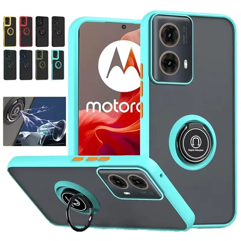 Magnetische Schutzhülle für Motorola G86, G56 und Edge 60 Pro Fusion in Blau mit 360 Grad drehbarer Halterung und mattem Finish - Bild 3