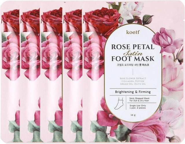 Koelf Rosenblatt Satin Fußmaske mit Rosenextrakt, 5 x 16g - Bild 1