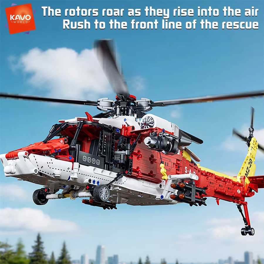 KAVOWORLD Z-20 Roter Cooler Rettungshubschrauber, Lernbaukasten, 1.528 Teile - Bild 3