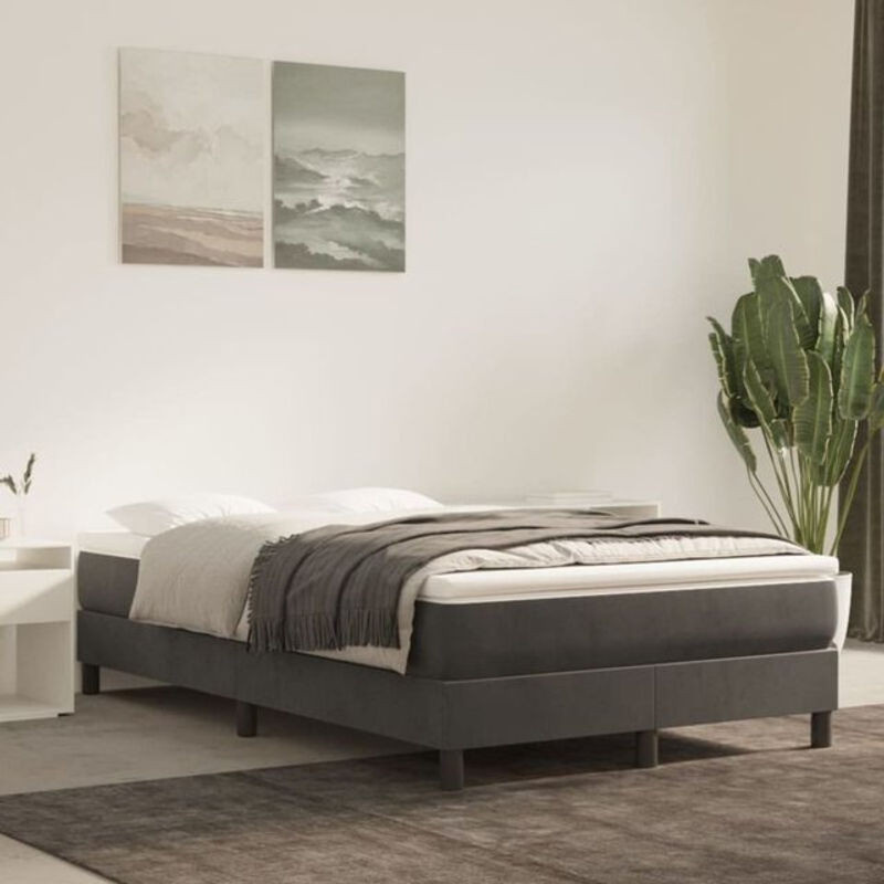Vidaxl Boxspringbett mit Matratze aus Samt in Anthrazit Grau B/T/H: 120 x 200 cm - Bild 1