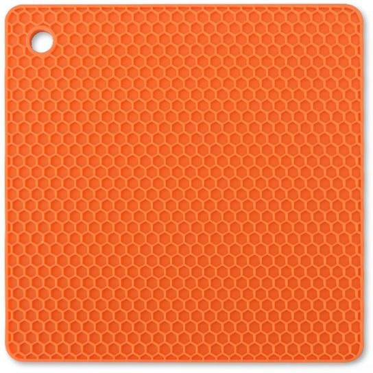 Hitzebeständige Waben Silikonmatte von Love Home Garden als rutschfester Untersetzer in Orange, B/T: 18 x 18 cm - Bild 1