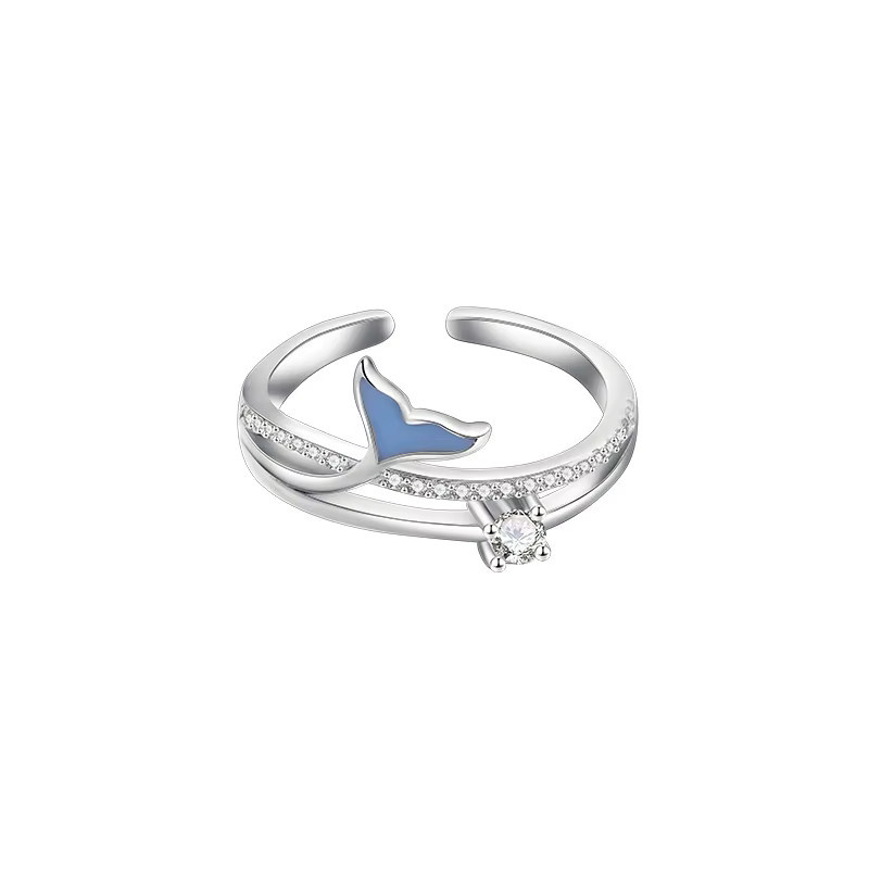 GaGa-Duck Ring 925 Silber, Kristall, blauer Fischschwanz - Bild 2