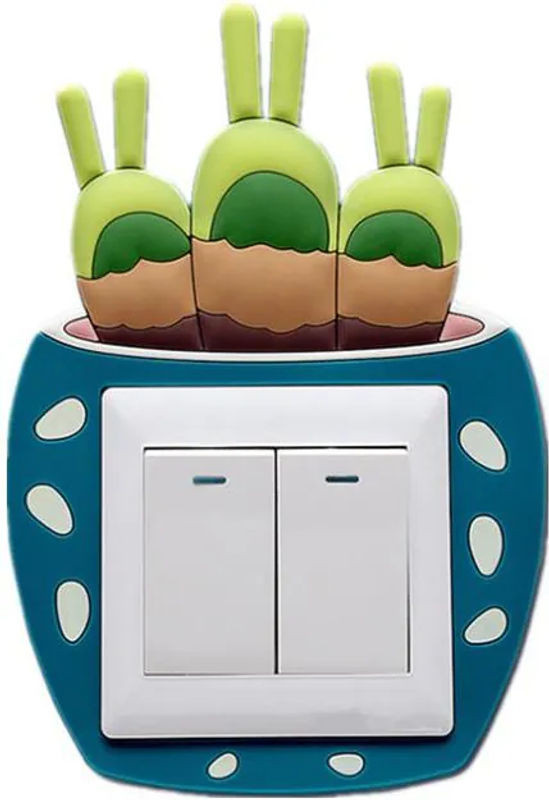 BC-Warm Home 3D Silikon Lichtschalter Abdeckung Cactus Motiv Mehrfarbig B/B/H: 8,6 x 8,6 x 8,6 cm - Bild 1