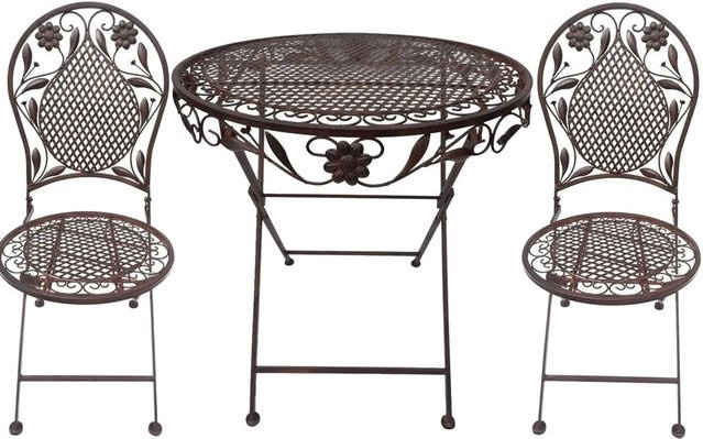 LEX 3-teiliges Bistroset Gartenmöbel aus Metall in Braun - Bild 1