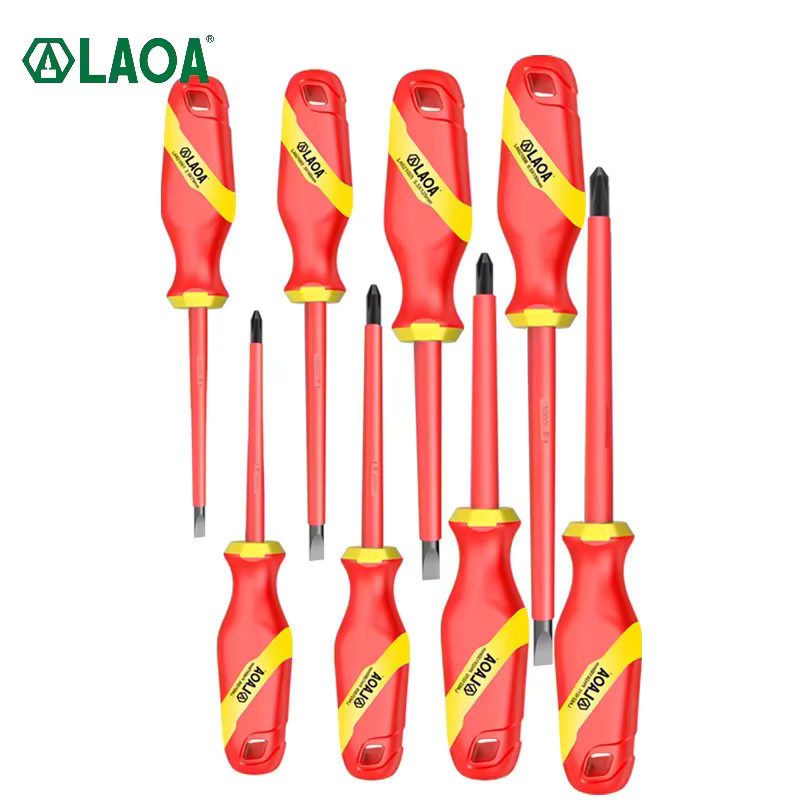 LAOA VDE Isolierter Schraubendreher Set 1000V mit Schlitz- und Kreuzschlitz-Bits in Rot für Elektriker und DIY-Reparaturen - Bild 3