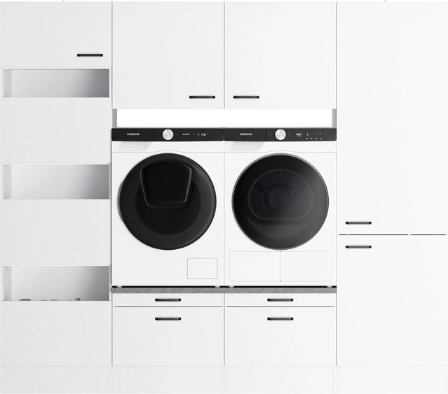 OPTIFIT Waschsäulen-Set Bonn214 in Weiß mit Türen, Schubladen und Kleiderstange, B/H/T: 240 x 210 x 57,1 cm - Bild 1