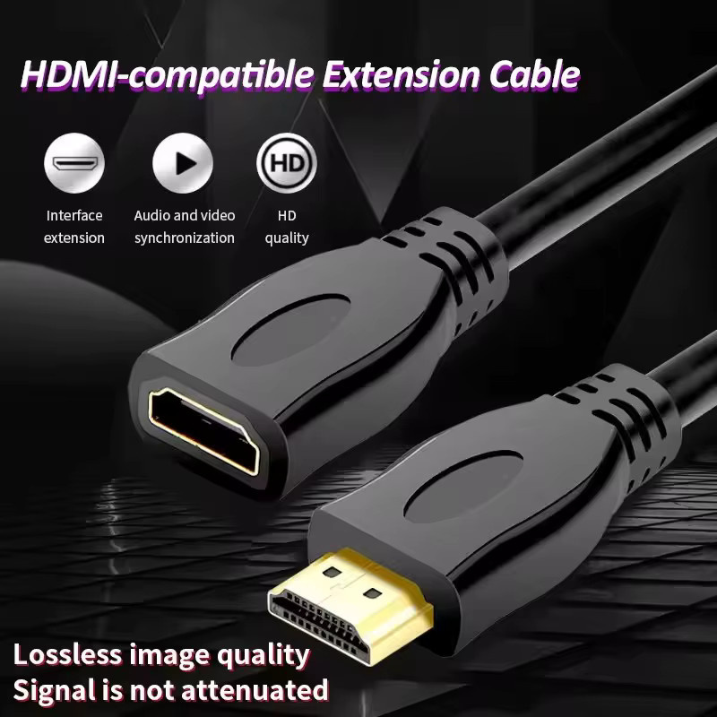 HDMI Verlängerungskabel Adapter Männlich zu Weiblich in Schwarz für TV Box, Laptop, Projektor und PC, 1080P kompatibel - Bild 2