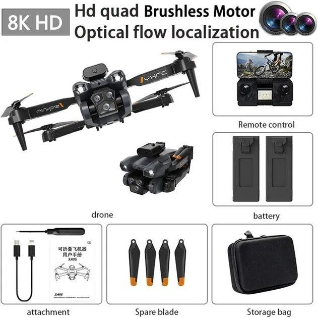 LYZRC P12 Pro Drohne mit 8K Dual Camera, 3-Achsen Gimbal Stabilisierung und ESC Fotofunktion, Orange - Bild 1