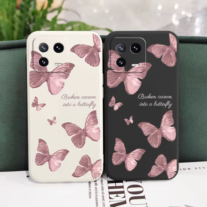 Flatternde Schmetterlinge Handyhülle aus Flüssigsilikon für Xiaomi Modelle in Grün - Bild 4