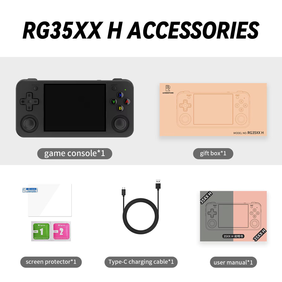 Anbernic RG35XX H Handheld-Spielekonsole in Schwarz mit 3,5 Zoll IPS-Bildschirm, 64 GB Speicher und 3300 mAh Akku für Retro-Videospiele - Bild 4