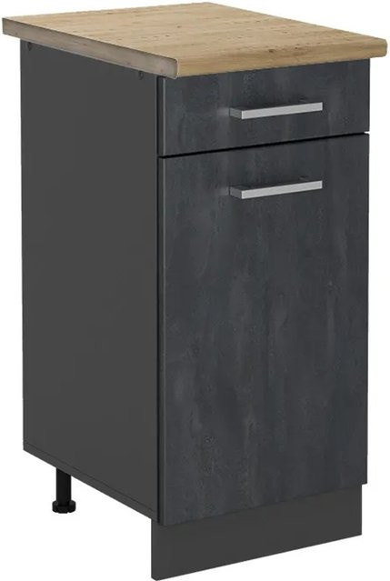 Vicco Küchenunterschrank R-Line in Schwarz Beton/Anthrazit mit Eiche Optik, Breite: 40 cm - Bild 1