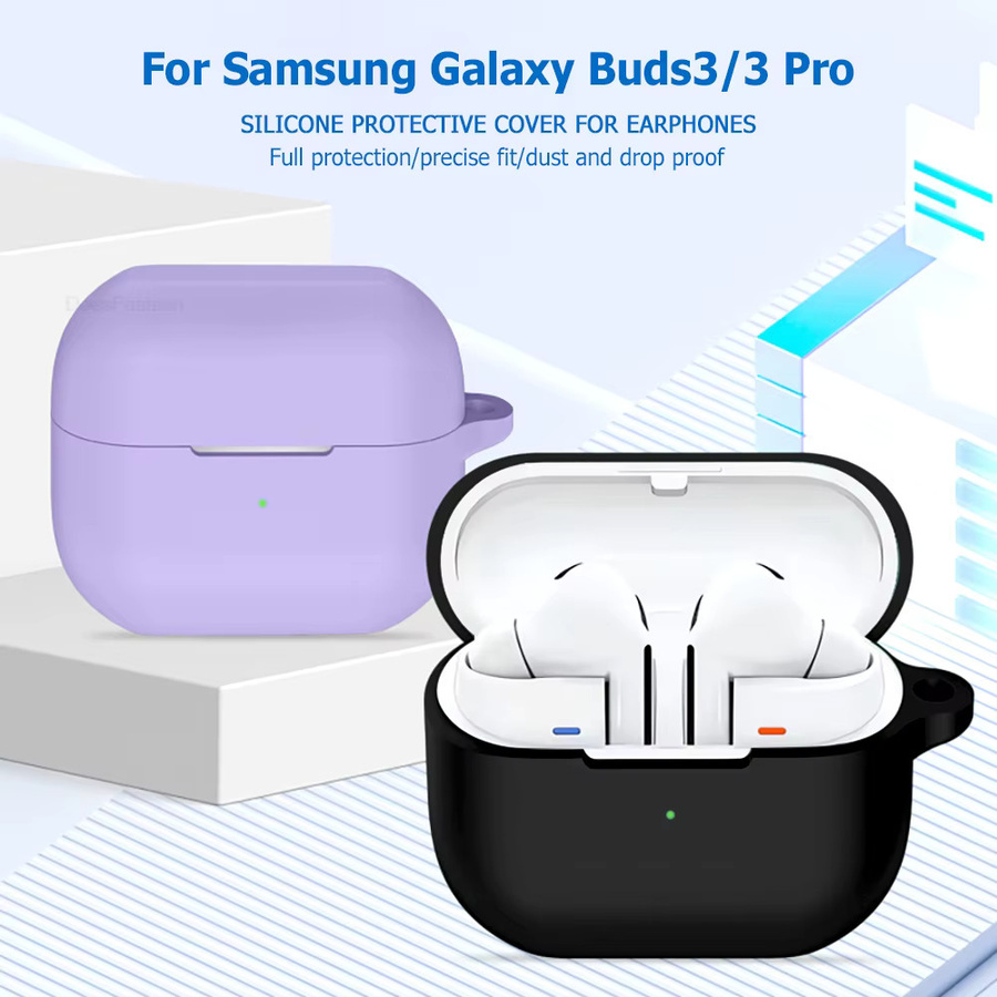 AKABEILA Silikon-Schutzhülle für Samsung Galaxy Buds 3 Pro und Buds 3 in Weiß mit Schlüsselanhänger - Bild 5