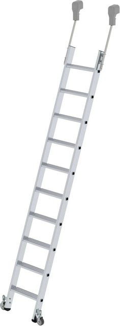 PROREGAL Stufen-Regalleiter Fahrbar, 10 Stufen, Silber - Bild 1
