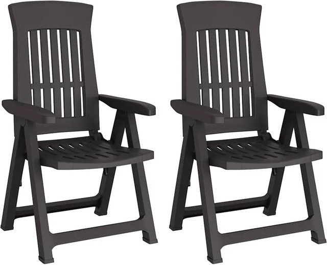 vidaXL Gartenstühle Set aus 2 Stück in Anthrazit, verstellbare Gartenstühle aus Kunststoff mit Armlehnen, stapelbar - Bild 1