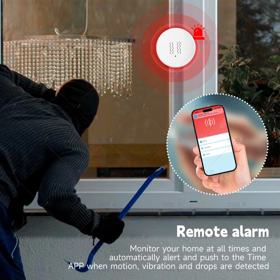 Tuya Zigbee Smart Vibration Sensor in Weiß zur Echtzeit-Überwachung und Bewegungserkennung via Smart Life App für deine Tür- und Fenstersicherheit - Bild 5