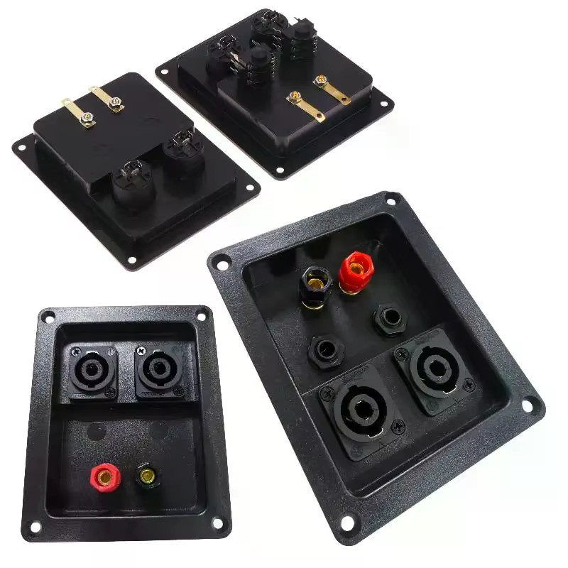 Audio Lautsprecher Junction Box mit 4 oder 6 Löchern und XLR Buchse sowie Stecker in Rot und Schwarz - Bild 3