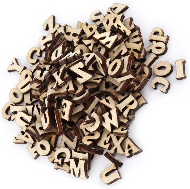 KaiSai 200 Stück Gemischte Holz Buchstaben und Zahlen Unbemalt als DIY Dekoration und Lernspielzeug für Kinder in Naturfarben - Bild 1