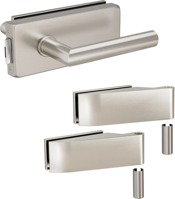 Levidor Glastürbeschlag Studio Eckig Unverschließbar aus Edelstahl in Silber, B/T/H: 265 x 170 x 80 cm - Bild 1