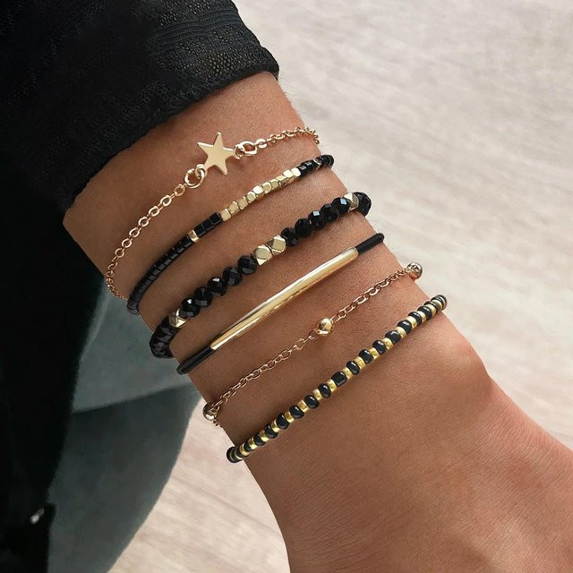 YIRAN Armband Set, Schwarz, Perle, Zinnlegierung, Damen - Bild 1