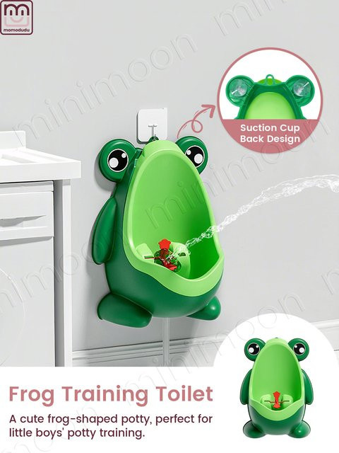 Momo & Dudu Toilettentrainer Frosch-Töpfchen für Jungen in Blau oder Grün mit Zielhilfe zum Üben des Stehend-Pinkelns - Bild 1