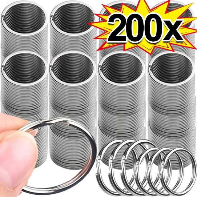 Edelstahl-Schlüsselanhänger rund und flach in Silber, Durchmesser: 25 mm, poliertes Metall für DIY-Bastelbedarf - Bild 1