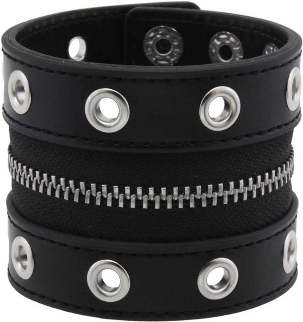 YIRAN Lederarmband, Punk, Nieten, Schwarz, Damen Herren - Bild 1