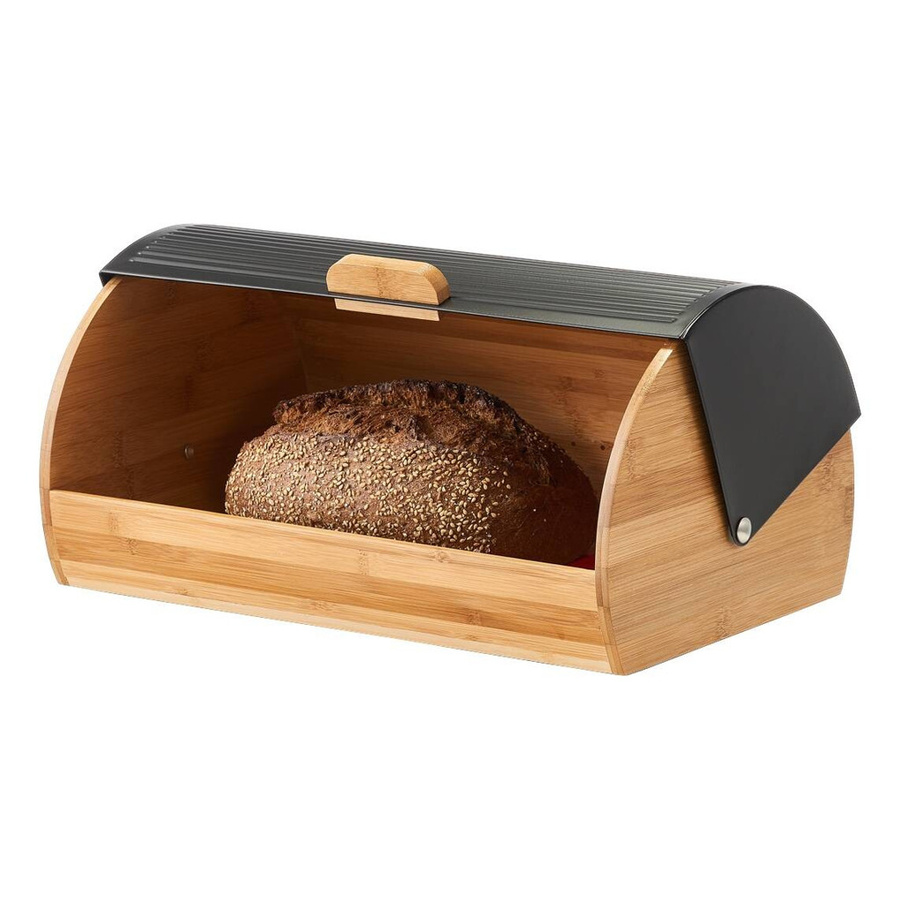 Zeller Brotkasten aus Bambus und Metall in Schwarz-Natur, B/H/L: 27 x 19 x 39 cm - Bild 2