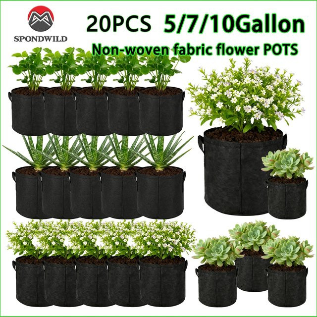 Belüftete Pflanzsäcke aus Stoff für Gemüse und Blumen, 10 Gallonen, Schwarz - Bild 1