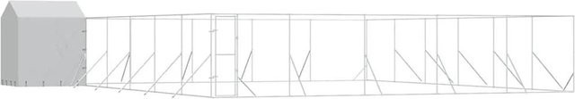 vidaXL Outdoor-Hundezwinger mit Dach aus verzinktem Stahl in Silber B/T/H: 12 x 12 x 2,5 m - Bild 1