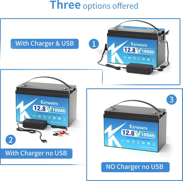 KEPWORTH LiFePO4 Batterie 12V 100Ah mit 100A BMS für Wohnmobile, Solaranlagen und Golfcarts - Bild 1