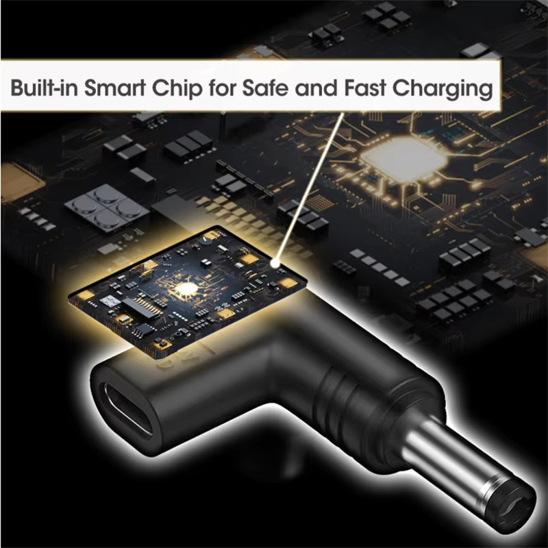 USB Typ-C auf DC-Stromanschluss-Adapter 5 V Buchse in Schwarz für Router, LED-Licht und Lautsprecher - Bild 3