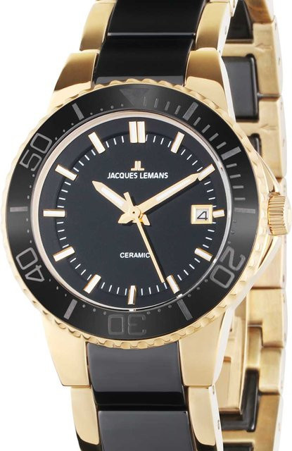 Jacques Lemans Damenuhr, Keramik, Quarz, 31 mm, Schwarz, 10 ATM - Bild 1