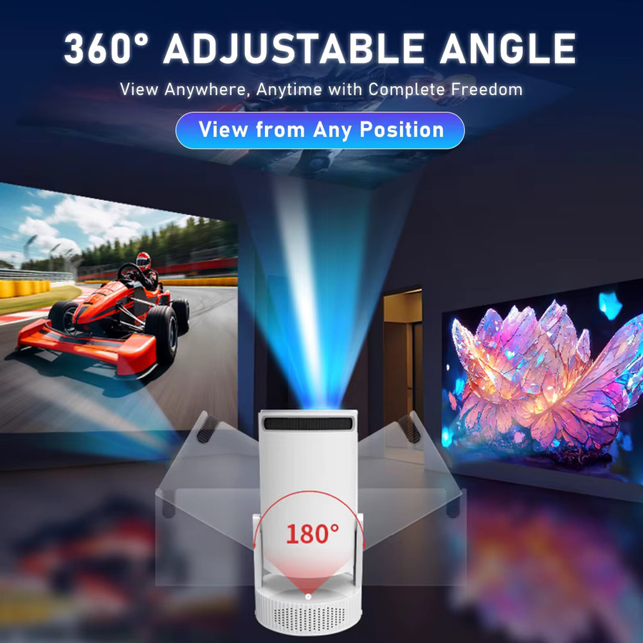 Salange HY300 Pro Max 8K Smart Projektor mit integrierter Batterie, Android 14, 8000 Lumen, WiFi 6 und Bluetooth 5.4 in Weiß - Bild 2