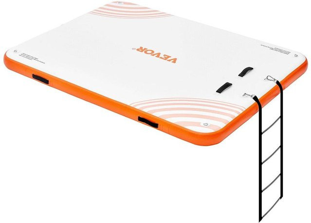 Buying Solutions MB Aufblasbare schwimmende Plattform in Weiß und Orange mit abnehmbarer Leiter und Tragetasche, B/T: 243,84 x 182,88 cm - Bild 1