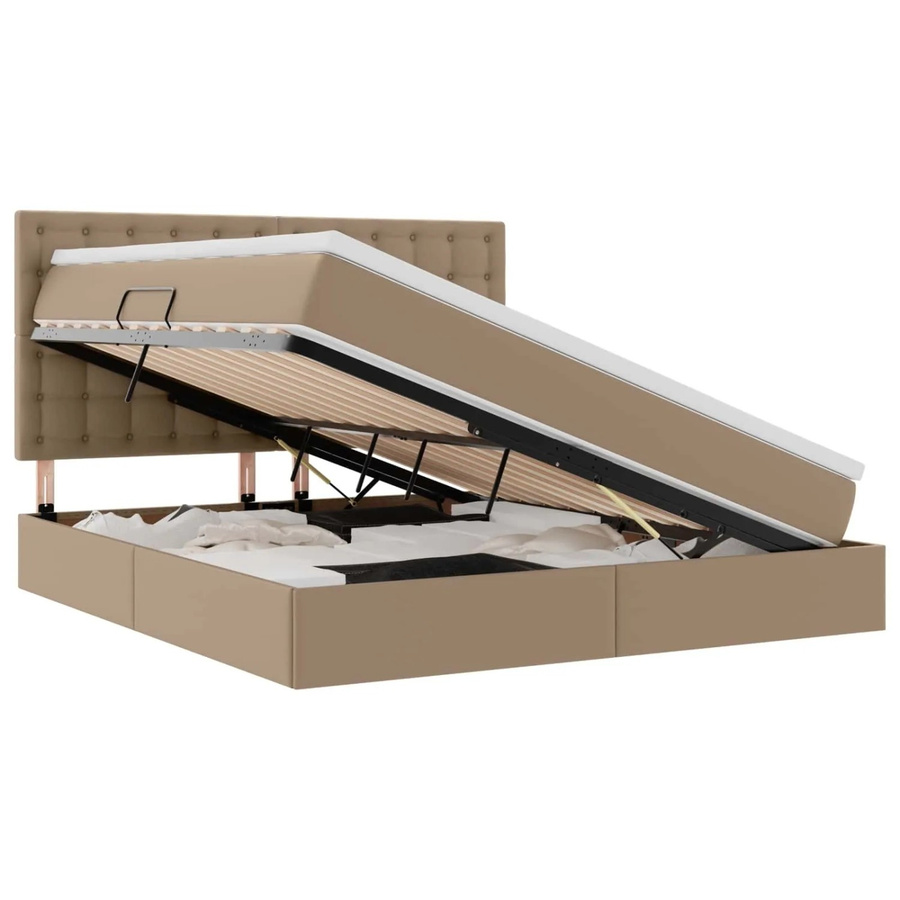 vidaXL Aufbewahrungsbett aus Kunstleder in Cappuccino/Beige mit Lift-up-Funktion, B/T/H: 180 x 200 x 128 cm - Bild 2