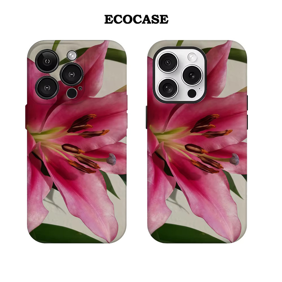 Potdemiel Handyhülle Pink Lily Close für iPhone 17 16 15 14 13 12 11 Pro Max Plus mit doppelschichtiger Rückseite - Bild 2