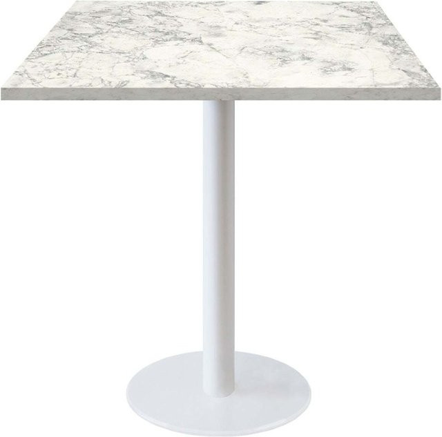 RestooTab Tisch Rome quadratisch in Weiß und Hellgrau mit Holz- und Steindekor B/T/H: 70 x 70 x 75 cm - Bild 1
