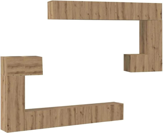 vidaXL TV-Einheiten Wandmontiert 4-teiliges Set in Artisan-Eiche, Braun, Holzwerkstoff, Wandregal B: 80 cm, B: 60 cm und Fernsehmöbel B: 30,5 cm - Bild 1