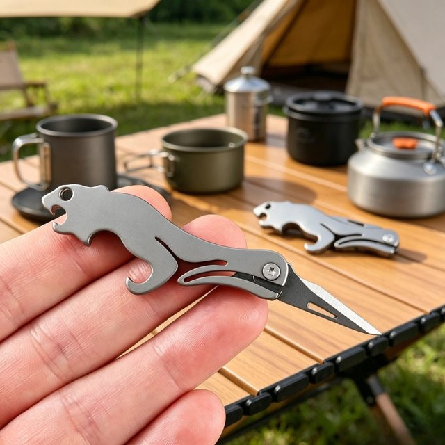 JIANLAI Mini-Klappmesser aus Titan-Legierung in Grau als tragbarer Schlüsselanhänger und Taschenmesser zum Auspacken - Bild 1