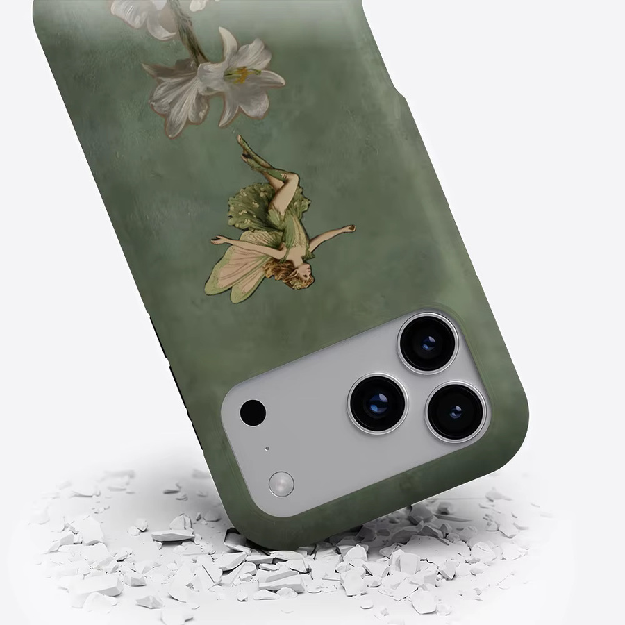 Magnetische Handyhülle Lilienfee auf grüner Wand für iPhone 17 16 15 14 13 Pro Max Plus von Potdemiel in Grün - Bild 3