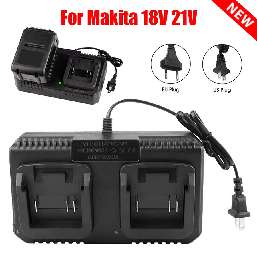 Makita Dual Slot Li-Ion Akku Schnellladegerät für 18V und 21V Elektrowerkzeuge, kompatibel mit BL1415, BL1815, BL1830, BL1850, Farbe: Schwarz - Bild 2