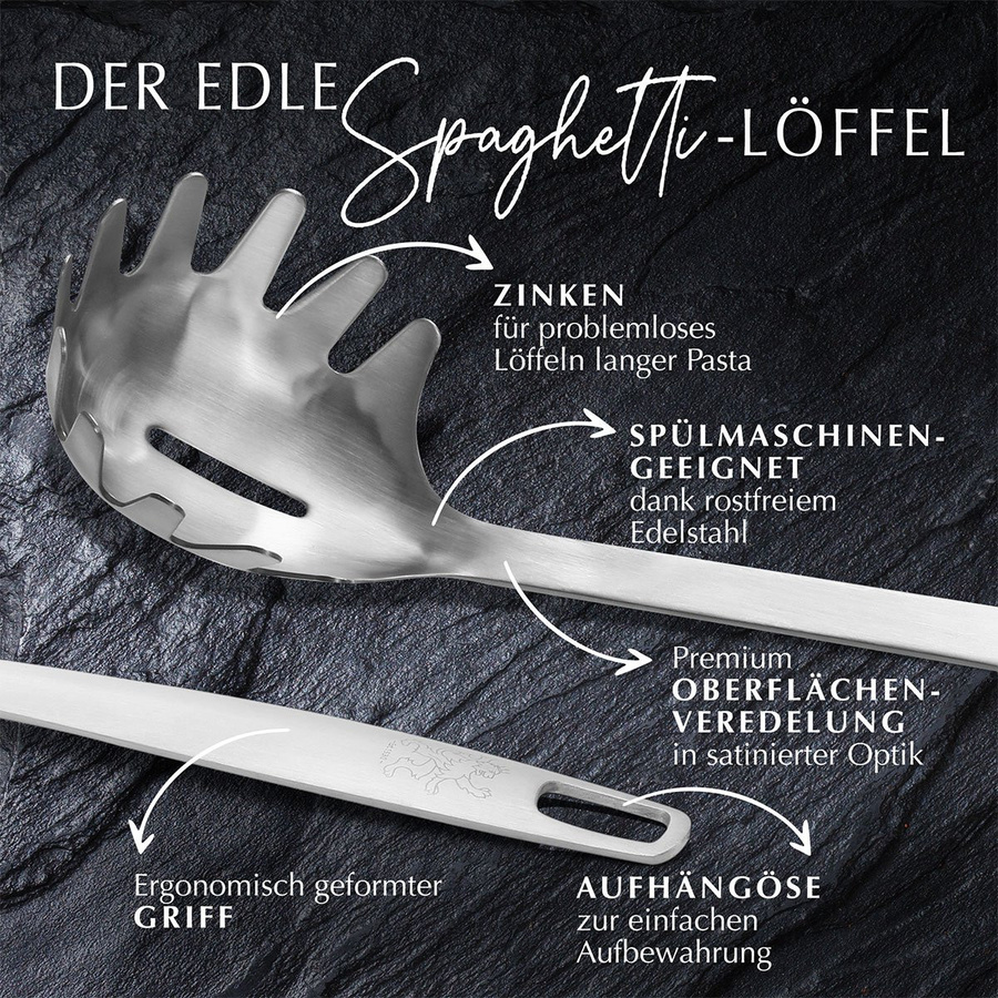 Stanley Rogers Spaghettilöffel aus Edelstahl in Silber mit mattem Satin-Finish, Länge: 31 cm - Bild 2