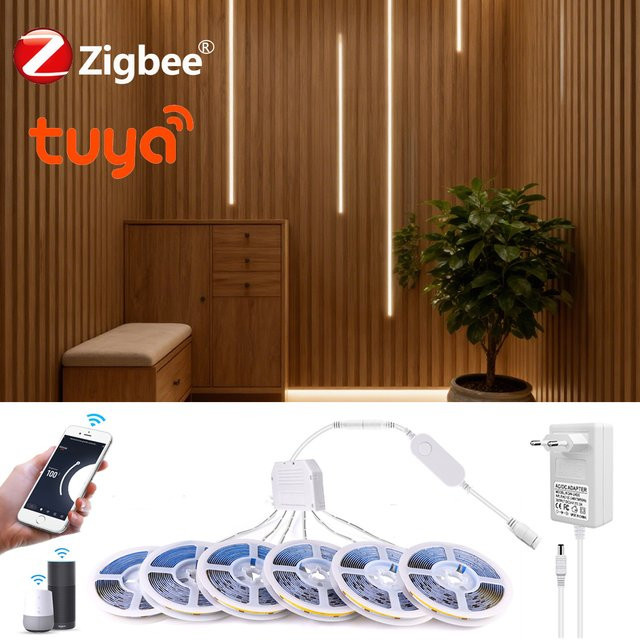 CHNAITEKE 12V LED COB Lichtstreifen mit Smart Zigbee Tuya APP Steuerung für Wandbeleuchtung und Schrankbeleuchtung - Bild 1