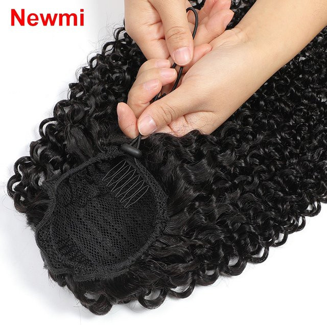 Newmi Pferdeschwanz-Extensions, lockig, Echthaar, Damen - Bild 1
