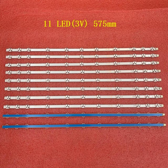 LED Hintergrundbeleuchtung Streifen für Vestel 32 Zoll, Toshiba 32W1753DG, 32 NDV und Panasonic TX-32E302B, 11 LEDs in Weiß - Bild 1