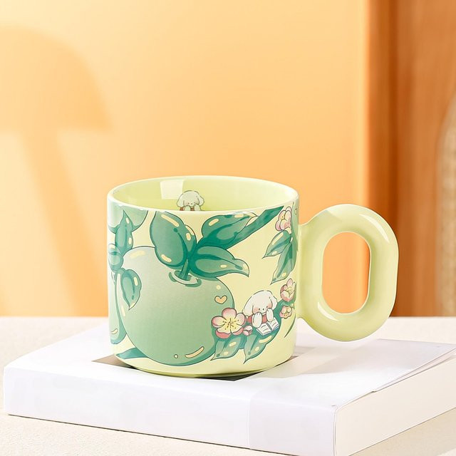 Keramiktasse mit Cartoon-Design von Yiran Furniture, beige, 350 ml - Bild 1