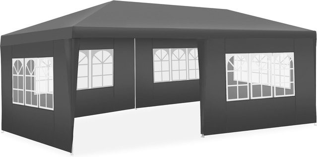 tectake Pavillon Novara Grau, B/T/H: 600 x 300 x 250 cm, wasserdicht und mit UV-Schutz im Stecksystem - Bild 1