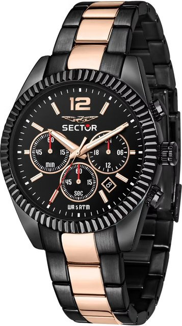 Sector Chronograph Herrenuhr, Quarz, Edelstahl, 41 mm, Schwarz - Bild 1