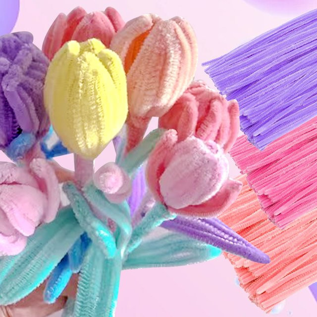 Chenille Stem Draht Rohr Reiniger, Plüsch, Multicolor, 100-1000 Stück - Bild 1